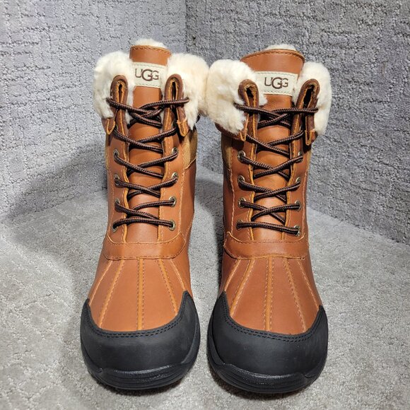 UGG Butte Men's Size 9 Worchester Brown Leather Shearling Waterproof Boots 5521 - Picture 1 of 12